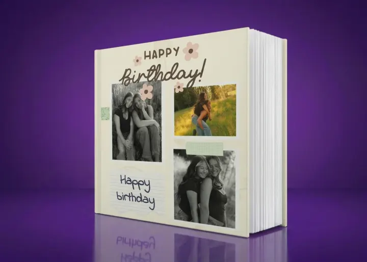 Foto album Birthday in Bloom – Pastelni kolaž sa cvetnim detaljima