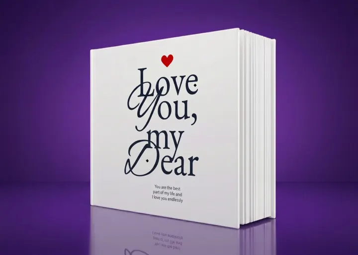 Foto album Love You, My Dear – Tipografske korice sa crvenim srcem