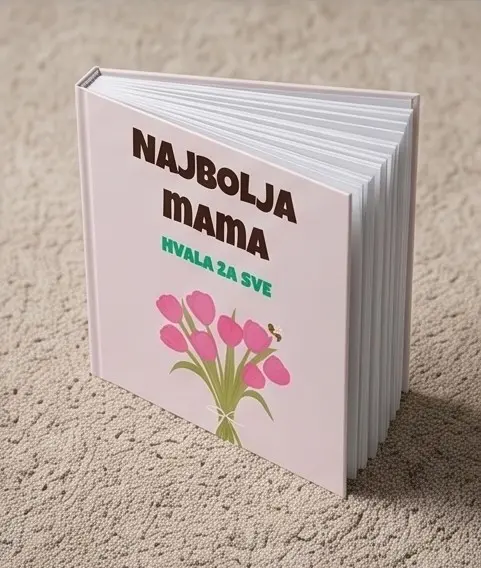 Uspravljen Loom album Najbolja mama sa buketom lala na koricama