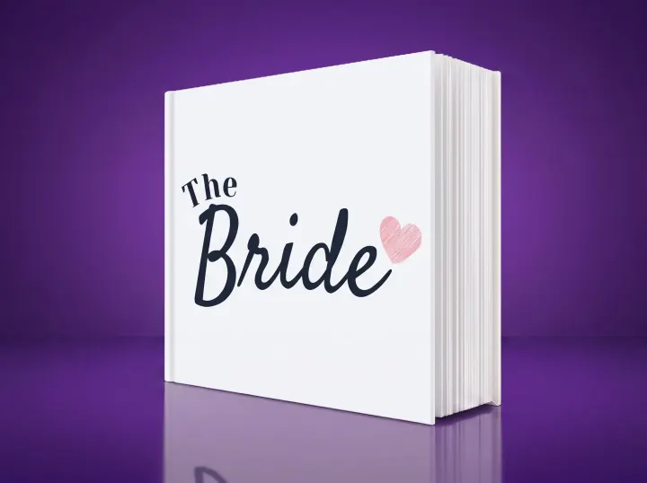 Foto album The Bride – Minimalistički beli album sa natpisom The Bride