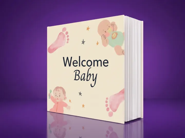 Foto album Welcome baby – Akvarel ilustracije beba i stopica
